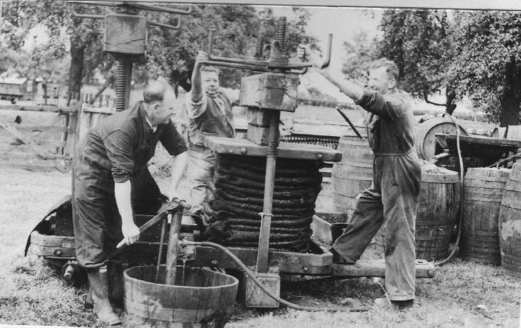Early 20th century cider press operation in the UK