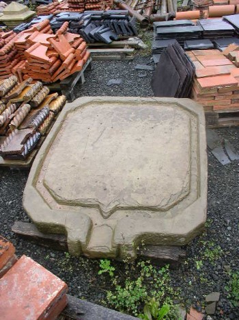 Square cider press stone base with protruding spout from the UK