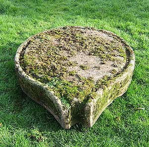 Teardrop shaped cider press stone base from the UK