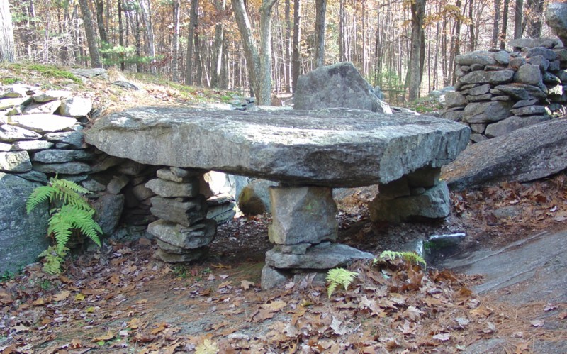 America's Stonehenge - Large Grooved Stone - Side View